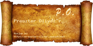 Preszter Olivér névjegykártya
