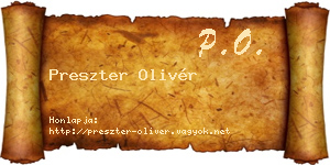 Preszter Olivér névjegykártya